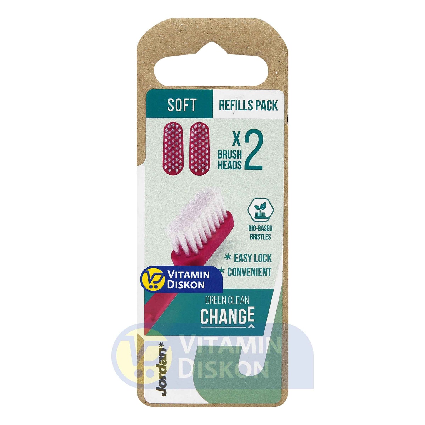 JORDAN TOOTHBRUSH GREEN CLEAN CHANGE X2 BRUSH HEAD