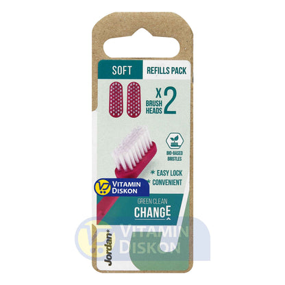 JORDAN TOOTHBRUSH GREEN CLEAN CHANGE X2 BRUSH HEAD