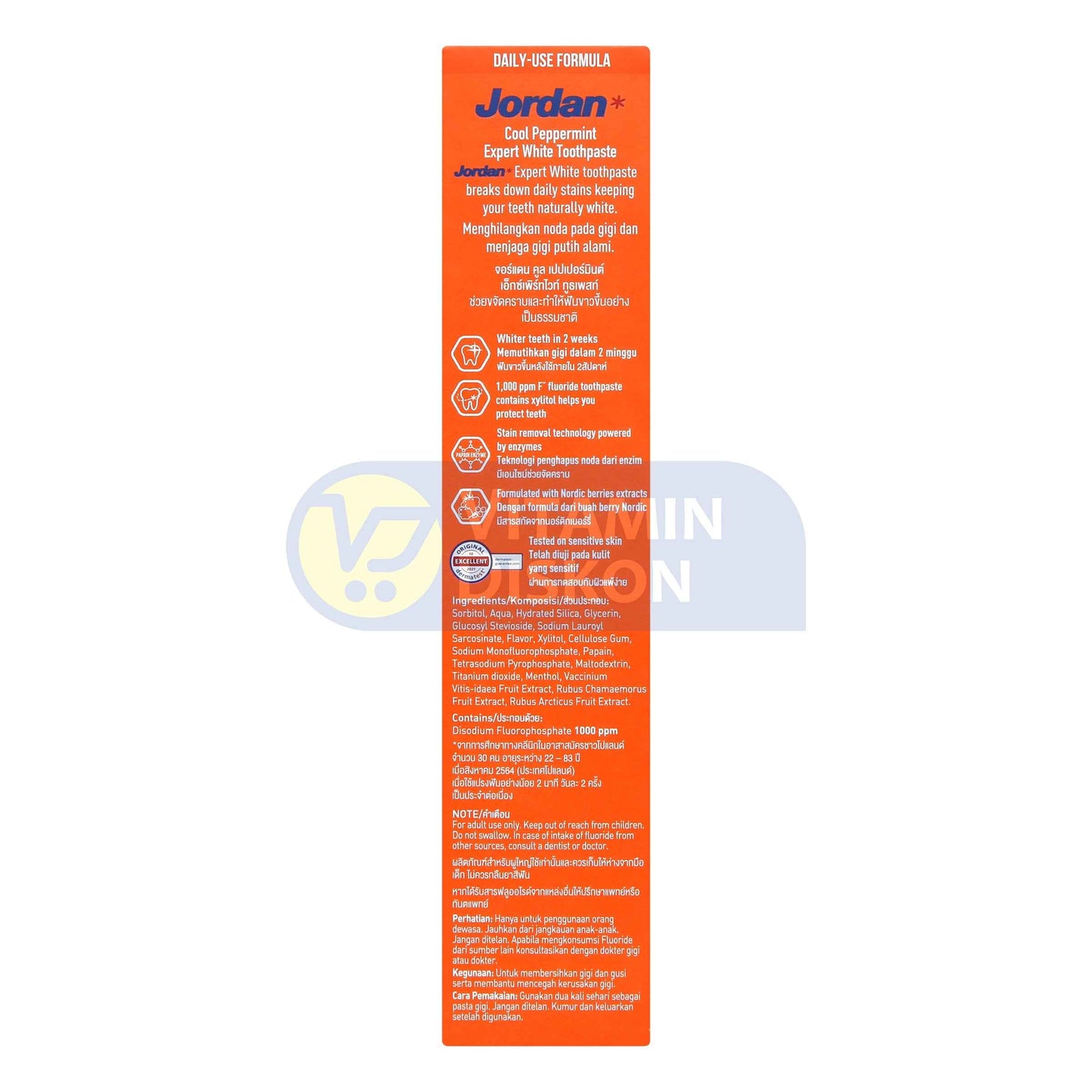 JORDAN TOOTHPASTE STAIN REMOVAL AND WHITE THEETH COOL PEPPERMINT 100GR