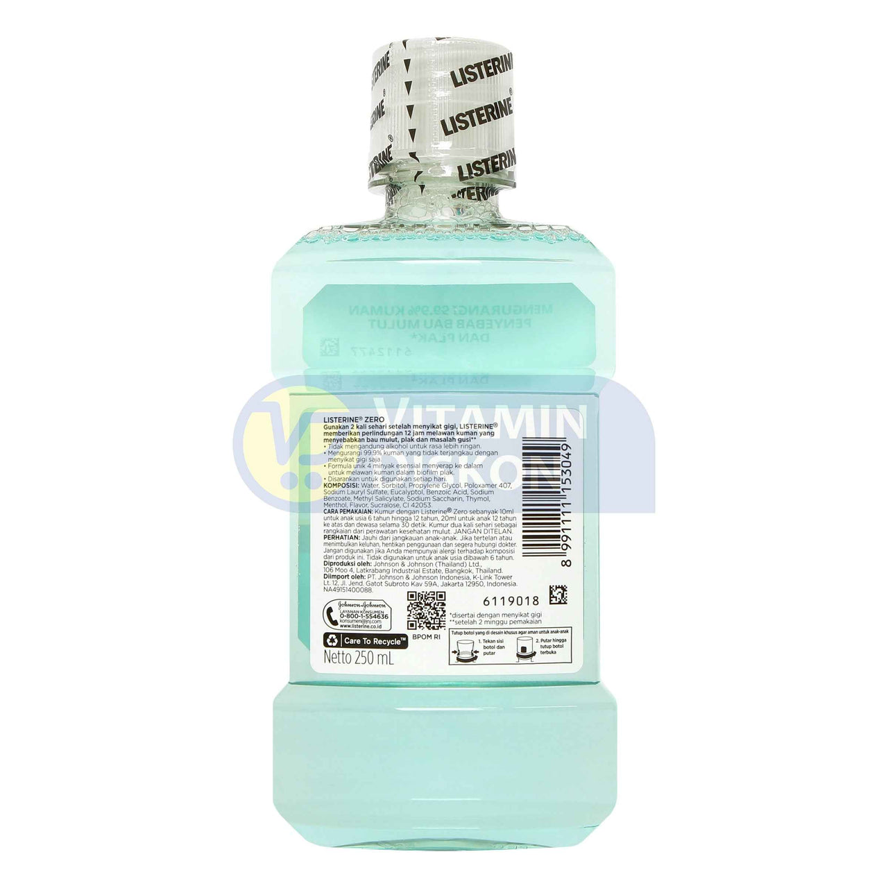 LISTERINE ANTISEPTIC MOUTHWASH ZERO 250ML