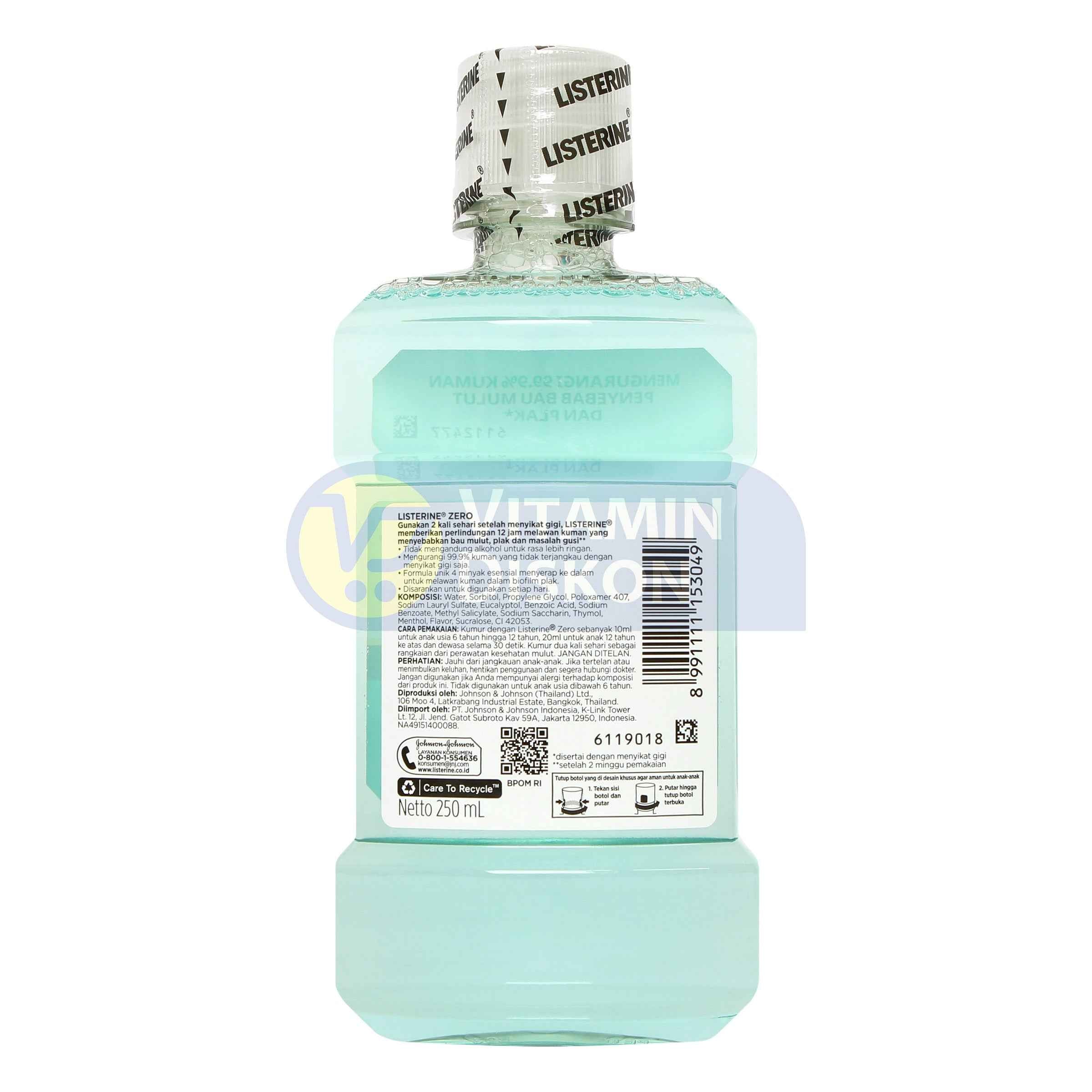 LISTERINE ANTISEPTIC MOUTHWASH ZERO 250ML
