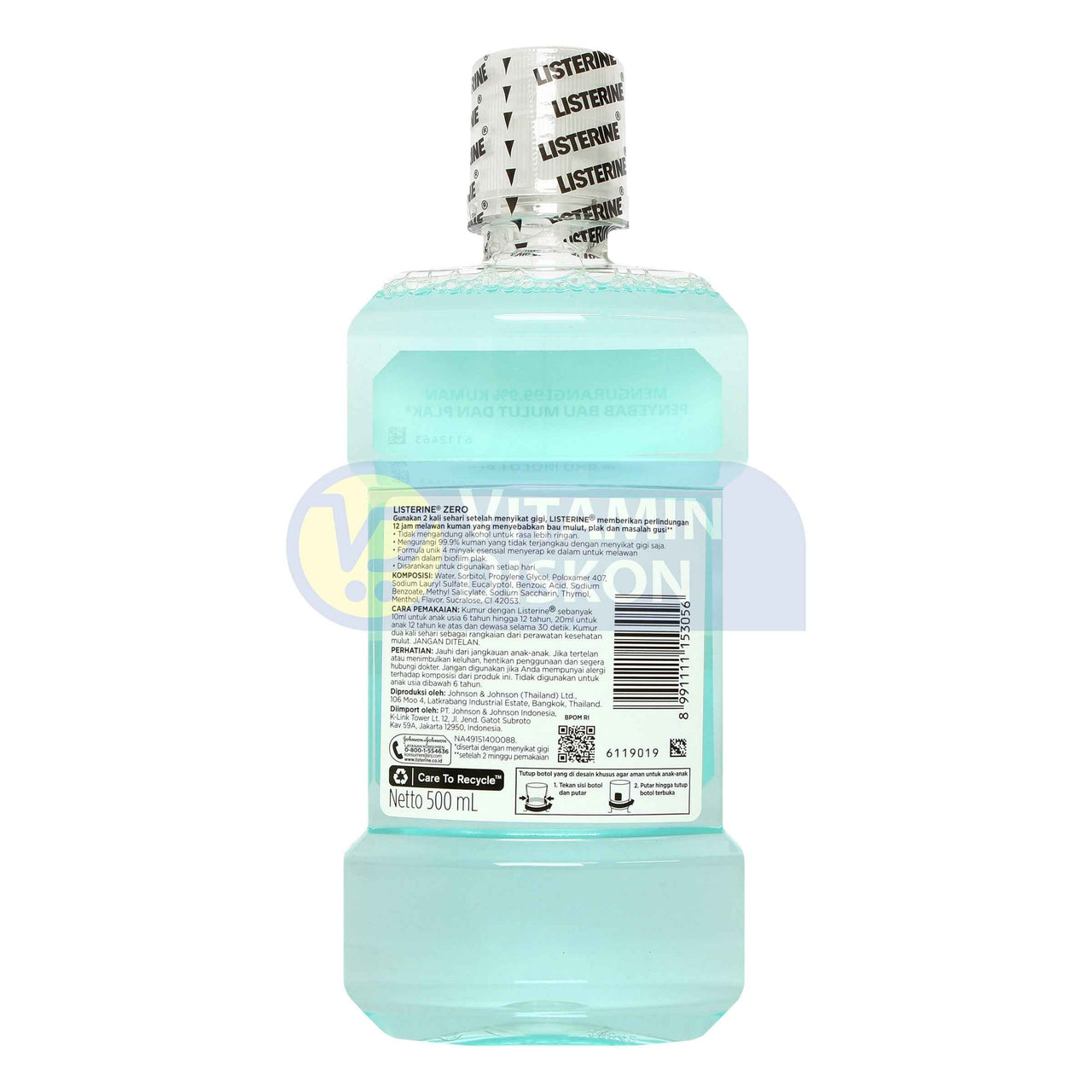 LISTERINE ANTISEPTIC MOUTHWASH ZERO 500ML
