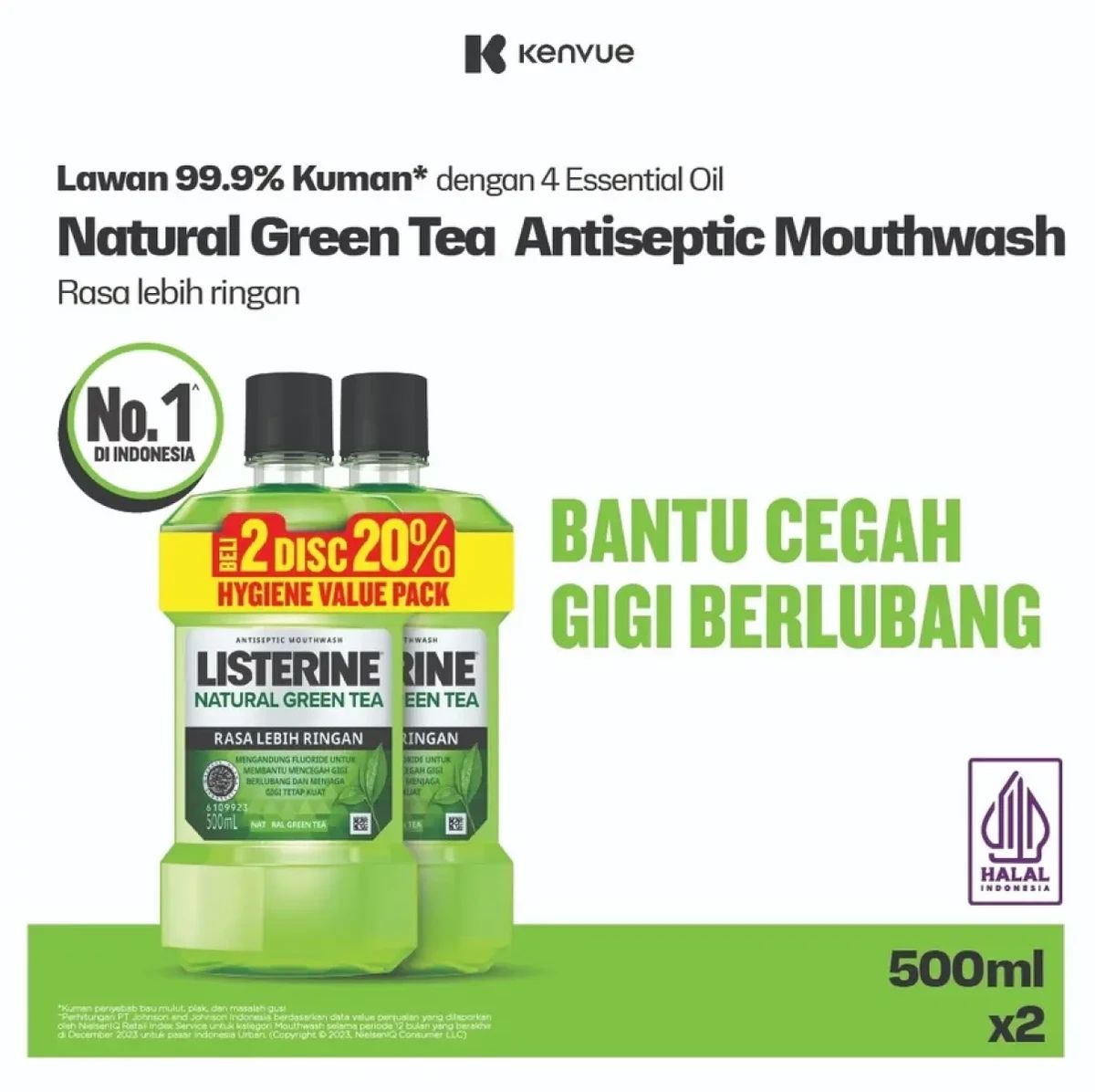LISTERINE GREEN TEA 2X500 ML TWIN PACK