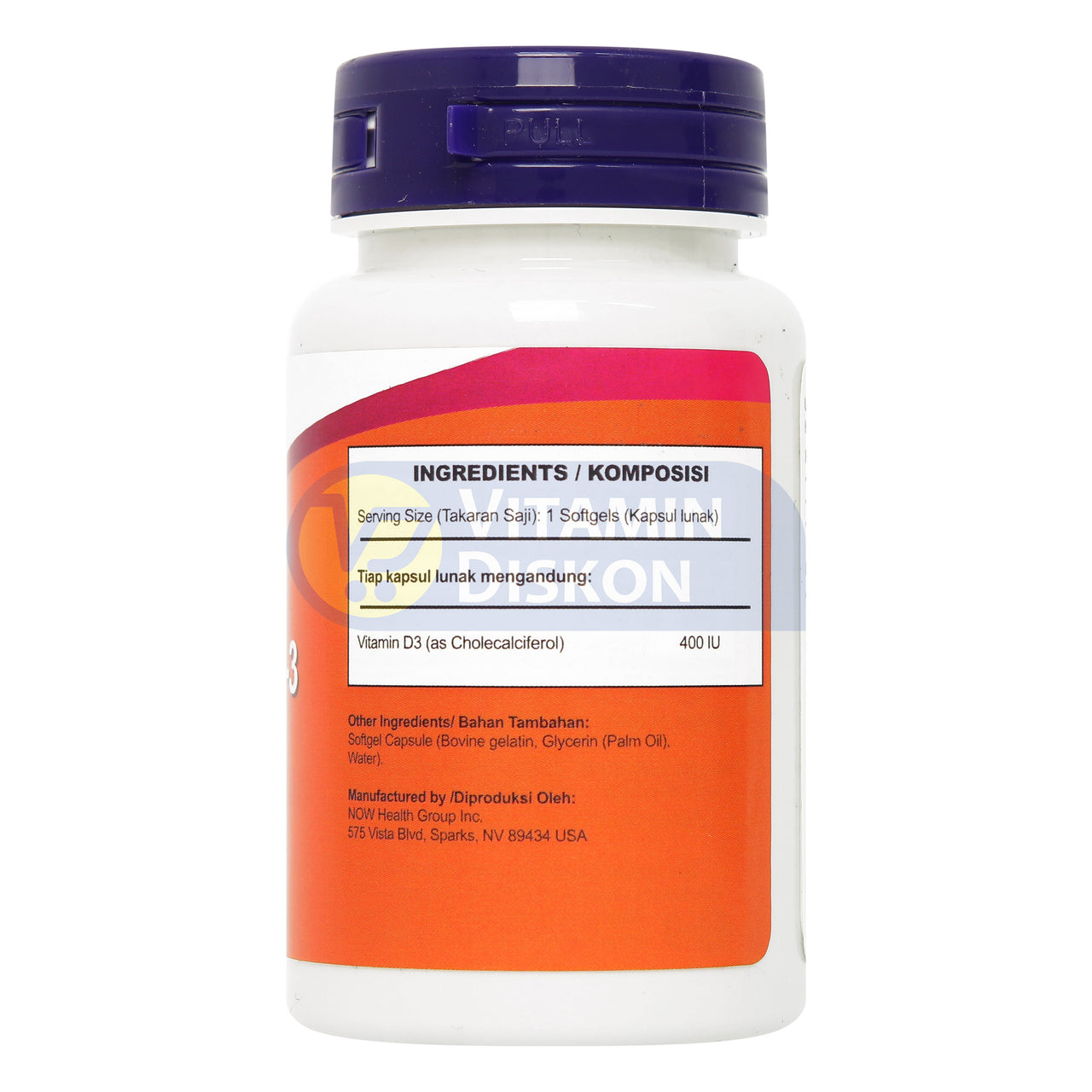 NOW VITAMIN D-3 400 IU 180 SOFTGELS