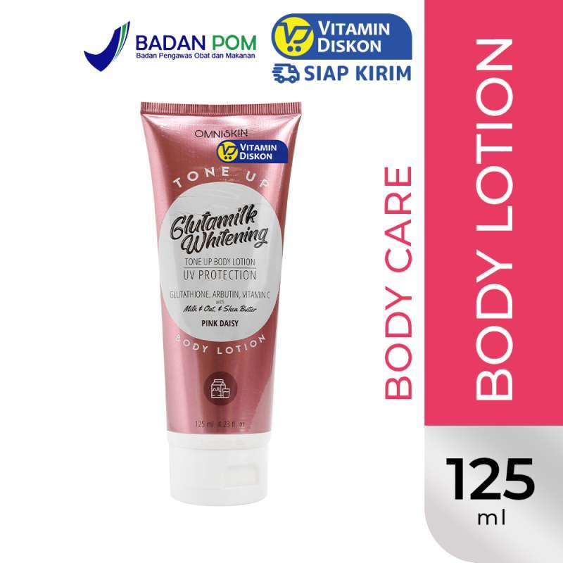 OMNISKIN GLUTAMILK WHITENING TONE UP BODY LOTION PINK DAISY 125ML
