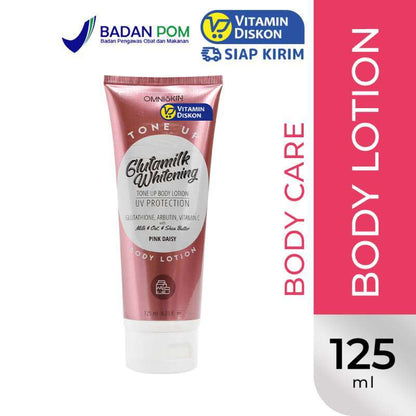 OMNISKIN GLUTAMILK WHITENING TONE UP BODY LOTION PINK DAISY 125ML