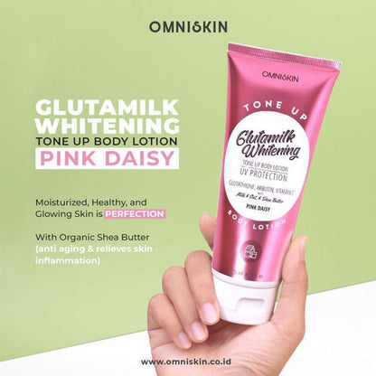 OMNISKIN GLUTAMILK WHITENING TONE UP BODY LOTION PINK DAISY 125ML
