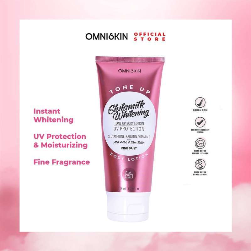 OMNISKIN GLUTAMILK WHITENING TONE UP BODY LOTION PINK DAISY 125ML