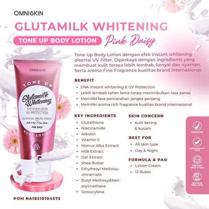OMNISKIN GLUTAMILK WHITENING TONE UP BODY LOTION PINK DAISY 125ML