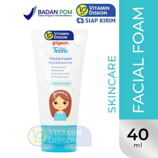 PIGEON TEENS FACIAL FOAM DAILY MILD CLEANSING FOR DRY TO NORMAL SKIN 40 ML