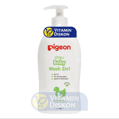 PIGEON BABY WASH 2 IN 1 WITH CHAMOMILE PUMP - 400ML