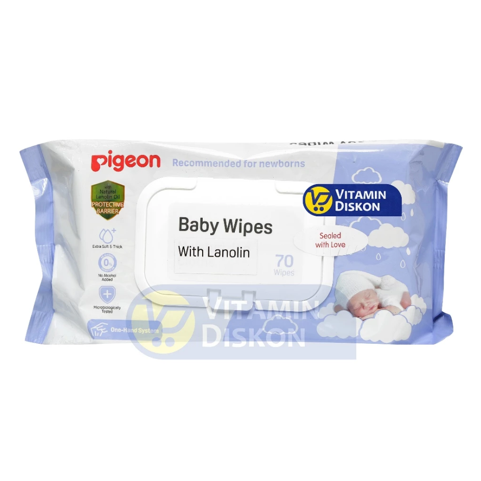 PIGEON BABY WIPES WITH LANOLIN - 70 SHEETS