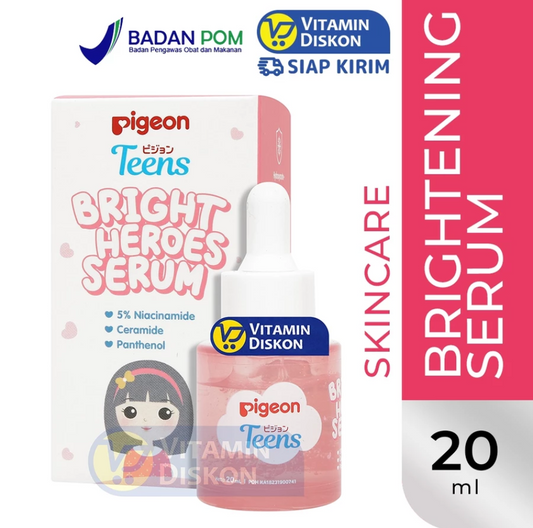 PIGEON TEENS BRIGHT HEROES SERUM 5% NIACINAMIDE, CERAMIDE DAN PANTHENOL - 20ML