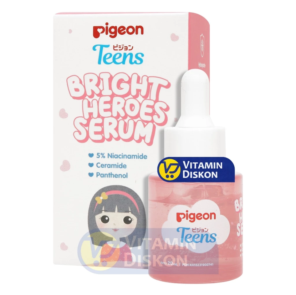 PIGEON TEENS BRIGHT HEROES SERUM 5% NIACINAMIDE, CERAMIDE DAN PANTHENOL - 20ML