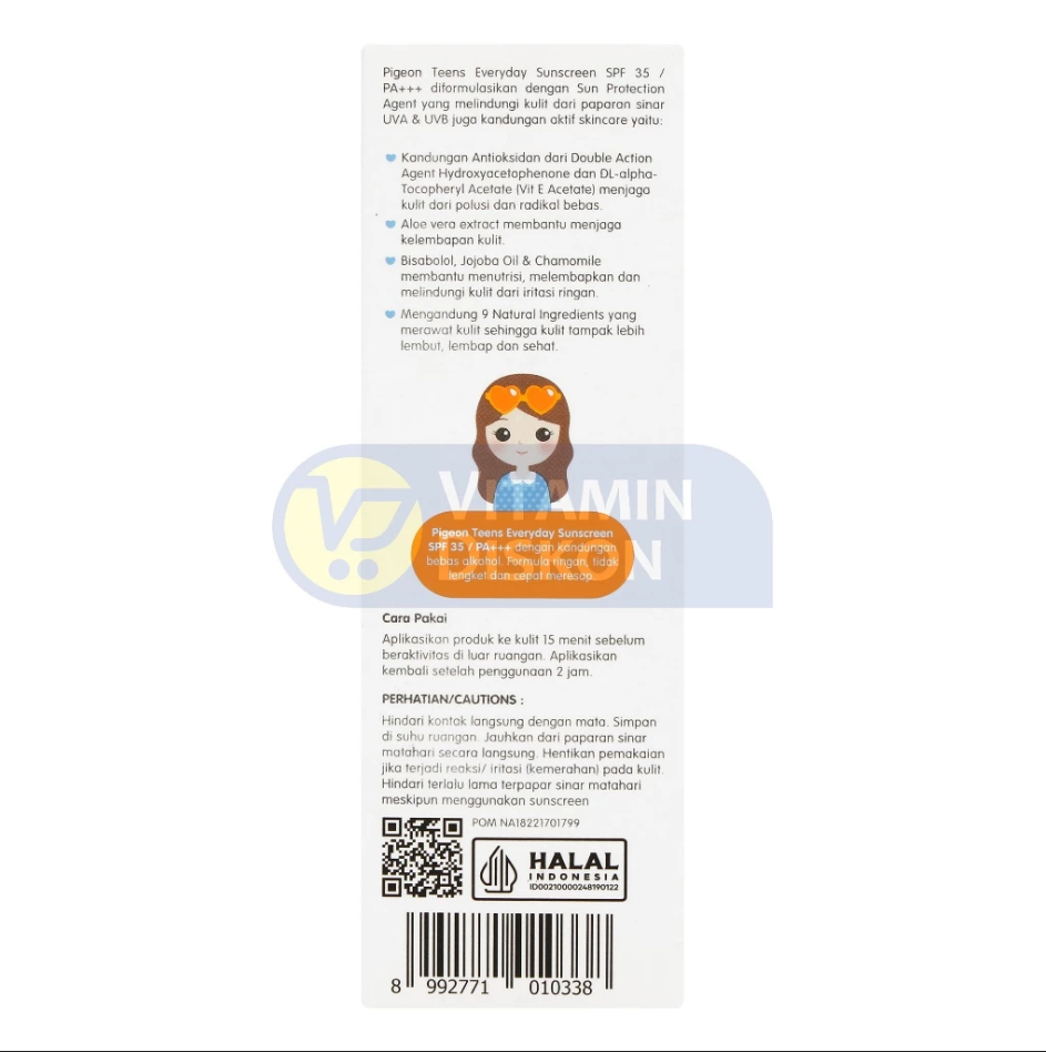 PIGEON TEENS EVERYDAY SUNSCREEN SPF 35/PA+++ - 30ML