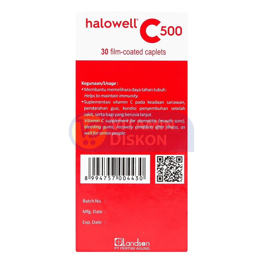 HALOWELL VIT C 500 MG ISI 30 KAPLET