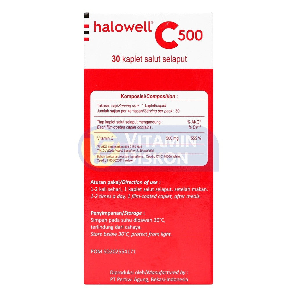 HALOWELL VIT C 500 MG ISI 30 KAPLET