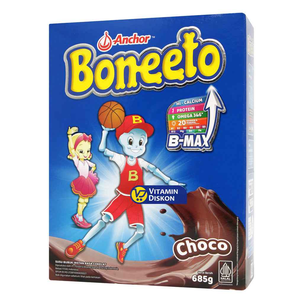 BONEETO CHOCO 685G | SUSU BUBUK ANAK-ANAK, RASA COKELAT, PERTUMBUHAN ANAK, TUMBUH KEMBANG ANAK, KEKUATAN TULANG, DAYA TAHAN TUBUH, IMUNITAS TUBUH
