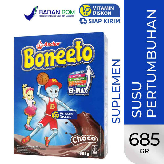 BONEETO CHOCO 685G | SUSU BUBUK ANAK-ANAK, RASA COKELAT, PERTUMBUHAN ANAK, TUMBUH KEMBANG ANAK, KEKUATAN TULANG, DAYA TAHAN TUBUH, IMUNITAS TUBUH