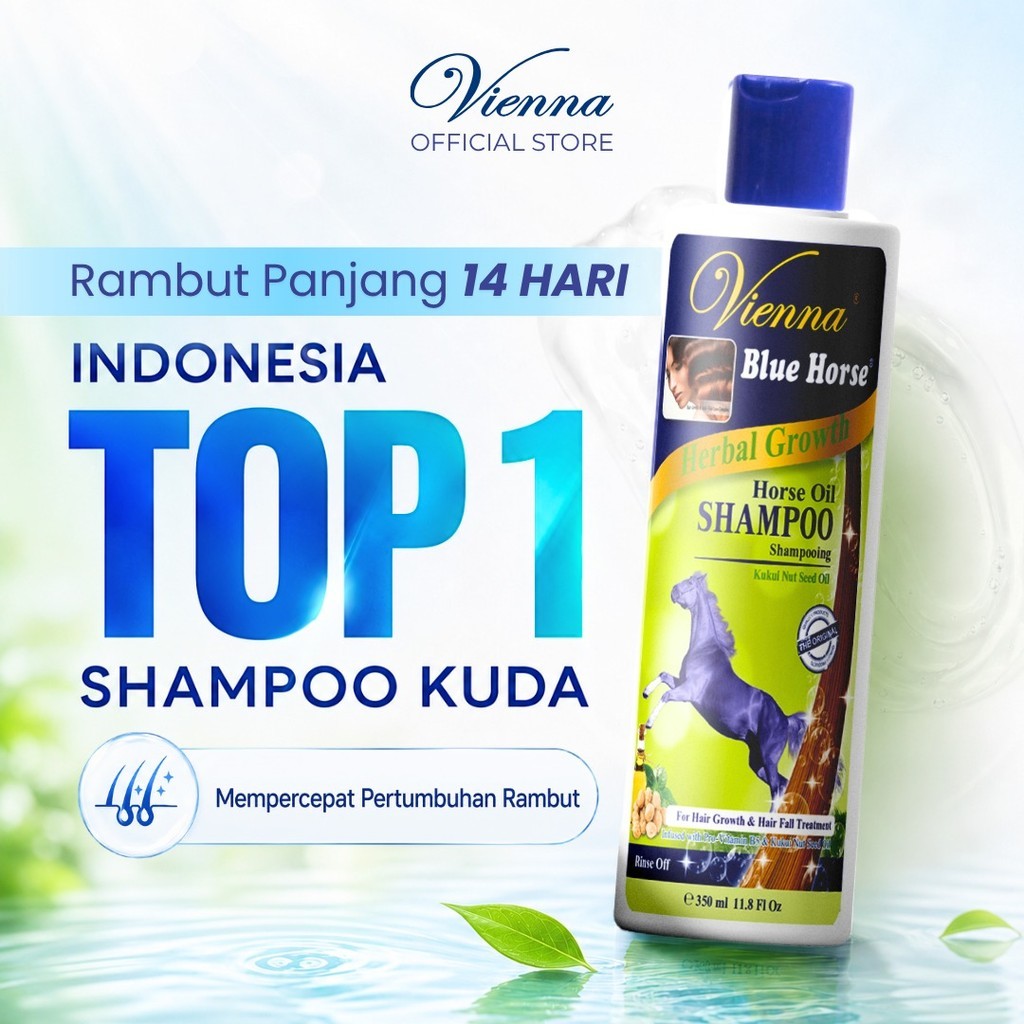 VIENNA BLUE HORSE SHAMPOO HERBAL GROWTH 350ML BOTTLE