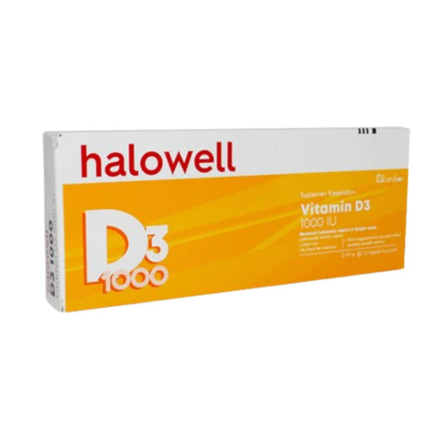 HALOWELL VITAMIN D3 1000 IU 1 BOX ISI 2 STRIP