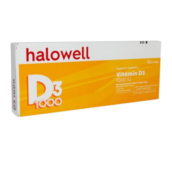 HALOWELL VITAMIN D3 1000 IU 1 BOX ISI 2 STRIP