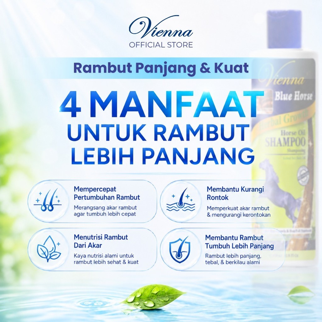 VIENNA BLUE HORSE SHAMPOO HERBAL GROWTH 350ML BOTTLE