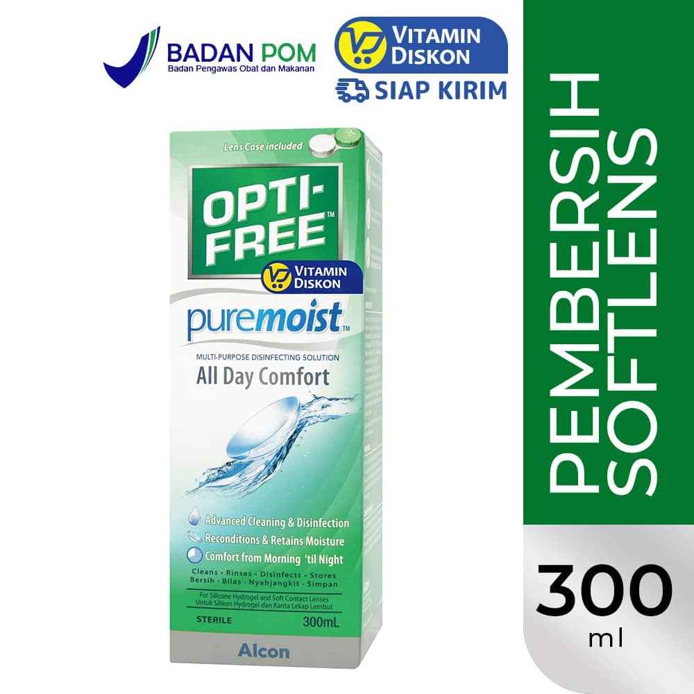 SYSTANE OPTI-FREE PUREMOIST 300ML | CAIRAN PEMBERSIH SOFTLENS, CAIRAN LENSA KONTAK, PEMBILAS LENSA KONTAK, AIR CUCI SOFTLENS