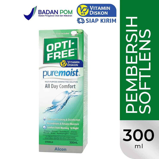 SYSTANE OPTI-FREE PUREMOIST 300ML | CAIRAN PEMBERSIH SOFTLENS, CAIRAN LENSA KONTAK, PEMBILAS LENSA KONTAK, AIR CUCI SOFTLENS