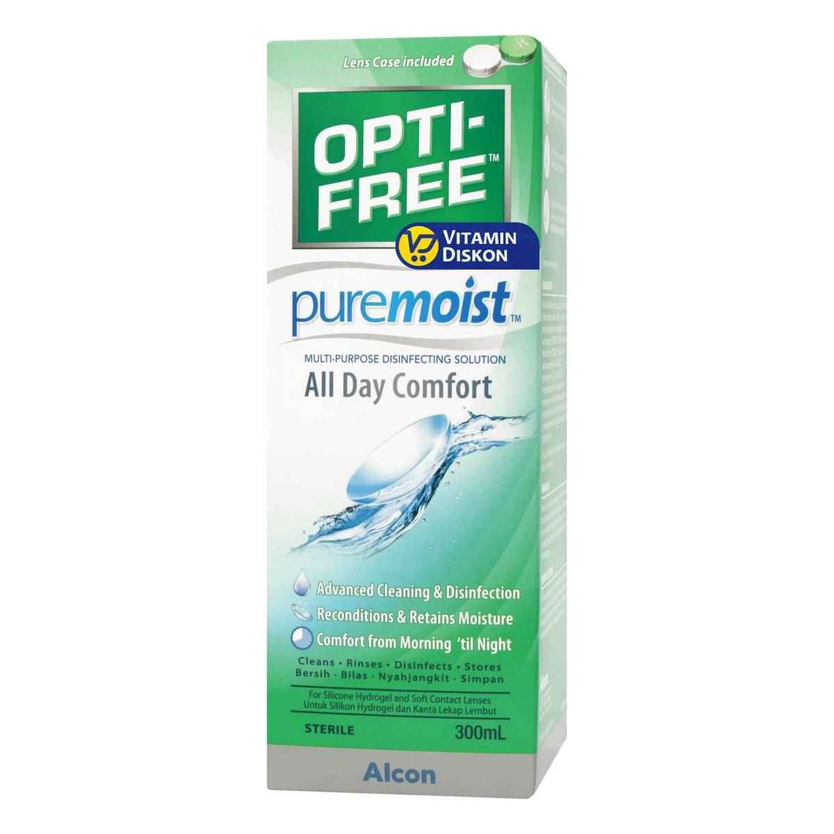 SYSTANE OPTI-FREE PUREMOIST 300ML | CAIRAN PEMBERSIH SOFTLENS, CAIRAN LENSA KONTAK, PEMBILAS LENSA KONTAK, AIR CUCI SOFTLENS