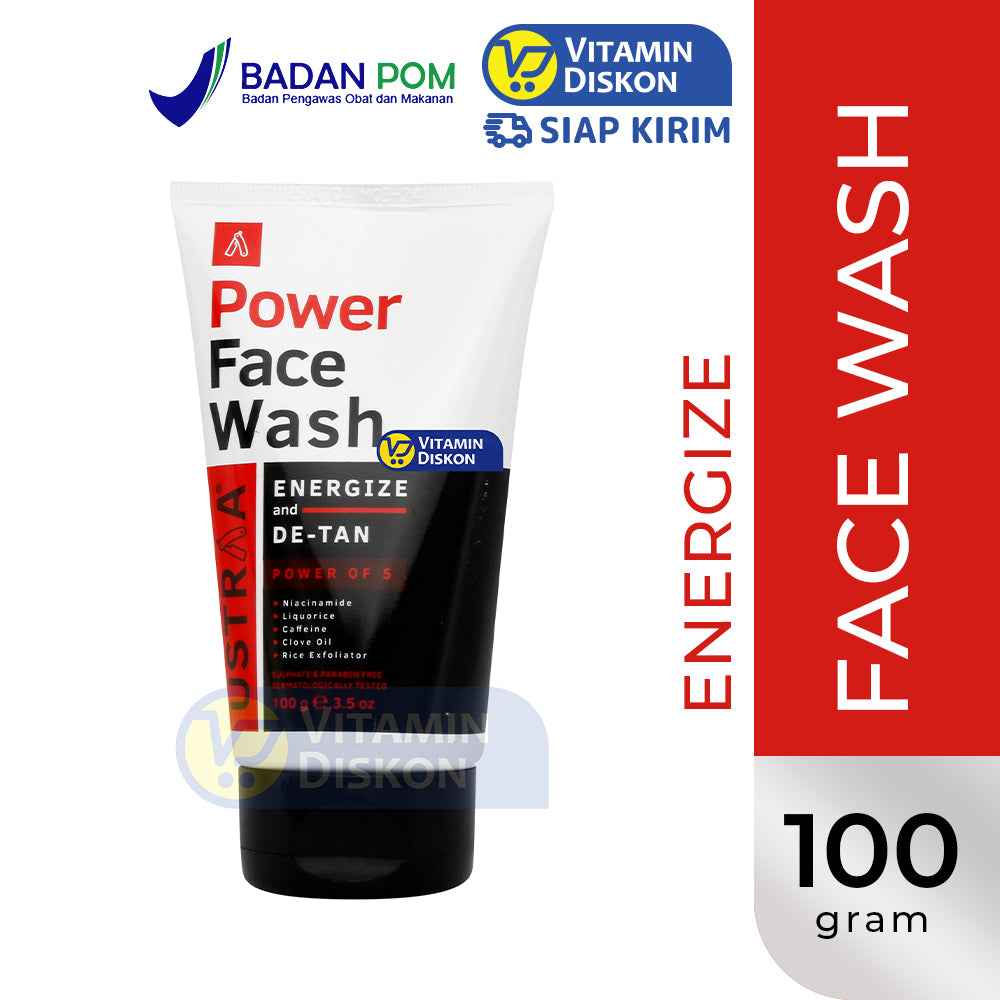 USTRAA POWER FACE WASH ENERGIZE AND DE-TAN - 100 GR