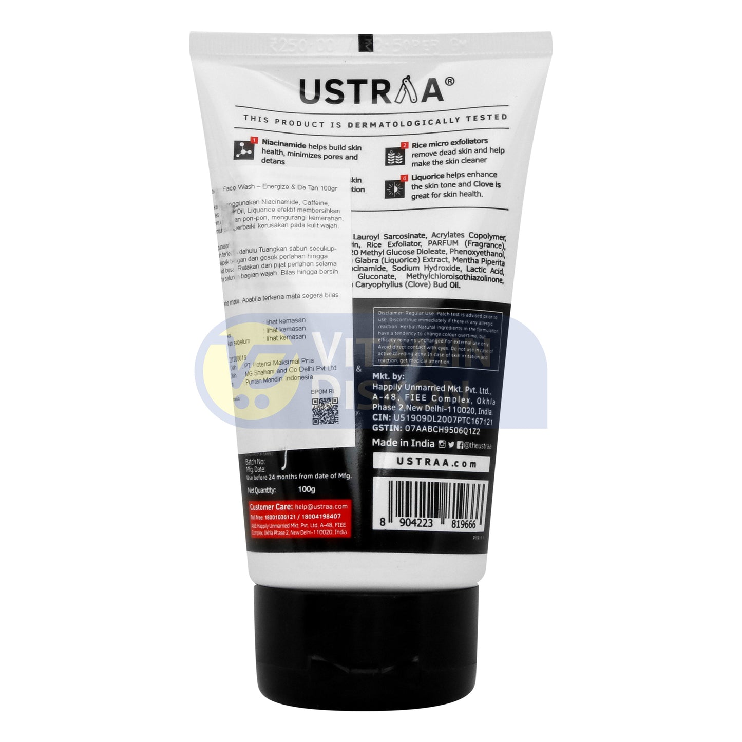 USTRAA POWER FACE WASH ENERGIZE AND DE-TAN - 100 GR