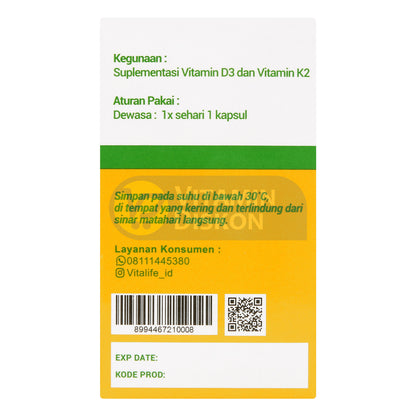 VITALIFE D3+K2 30 KAPSUL