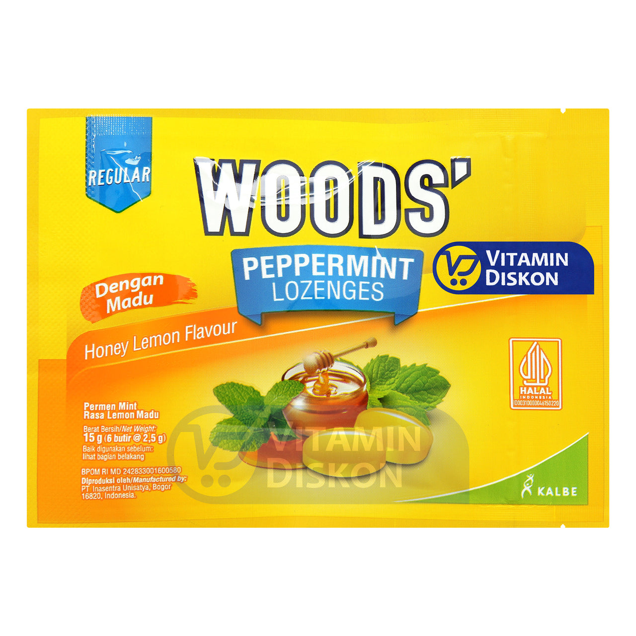 WOODS PEPPERMINT LOZENGES RASA MADU ISI 6 PCS